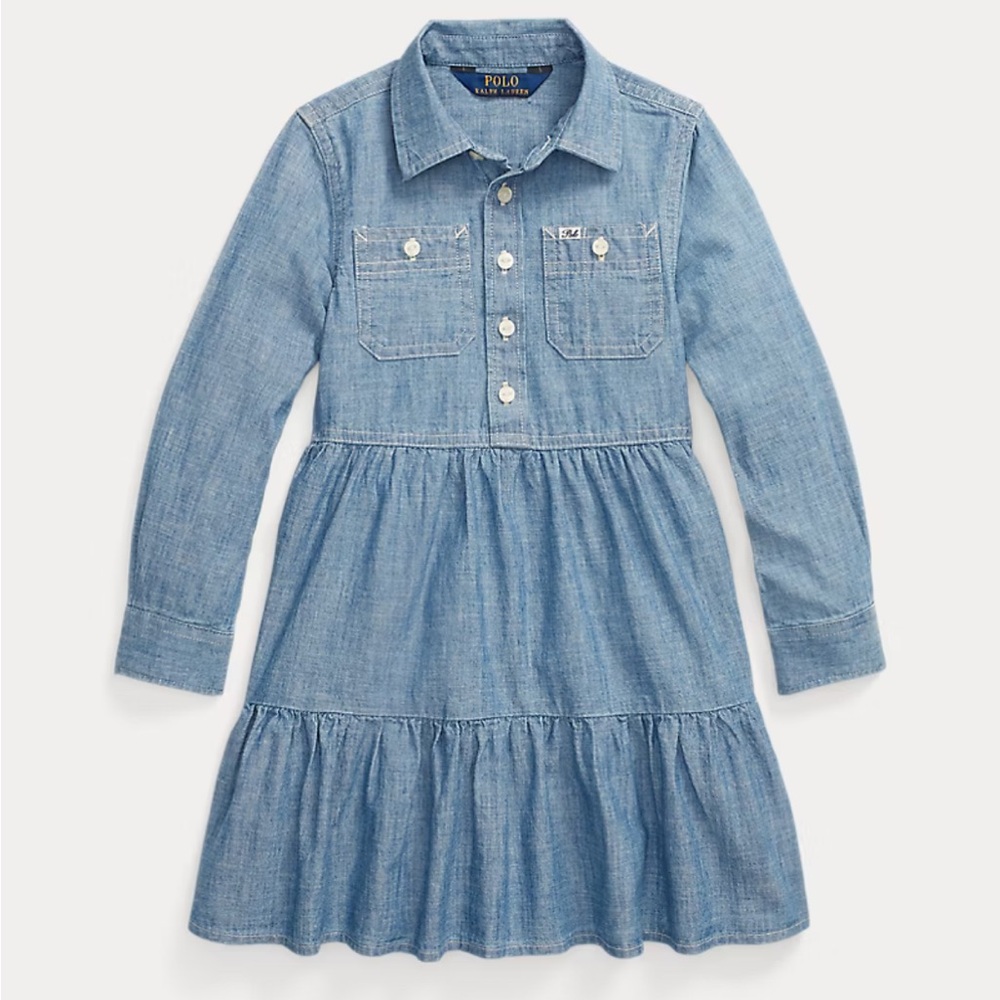 Polo by Ralph Lauren Blue Tiered A-Line Dress